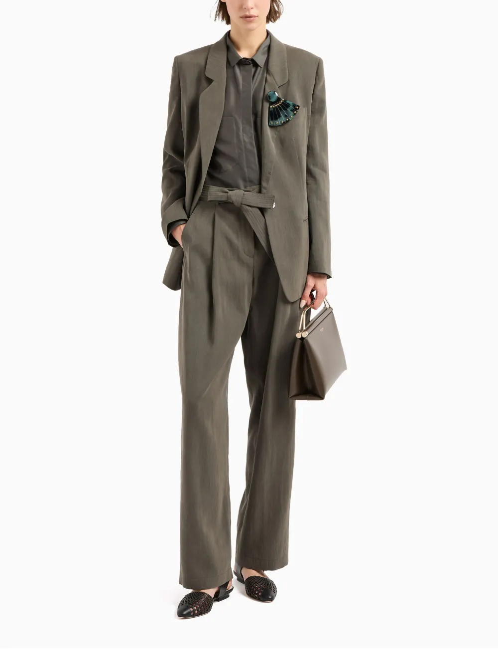 Giorgio Armani pleat detailing trousers - Groen