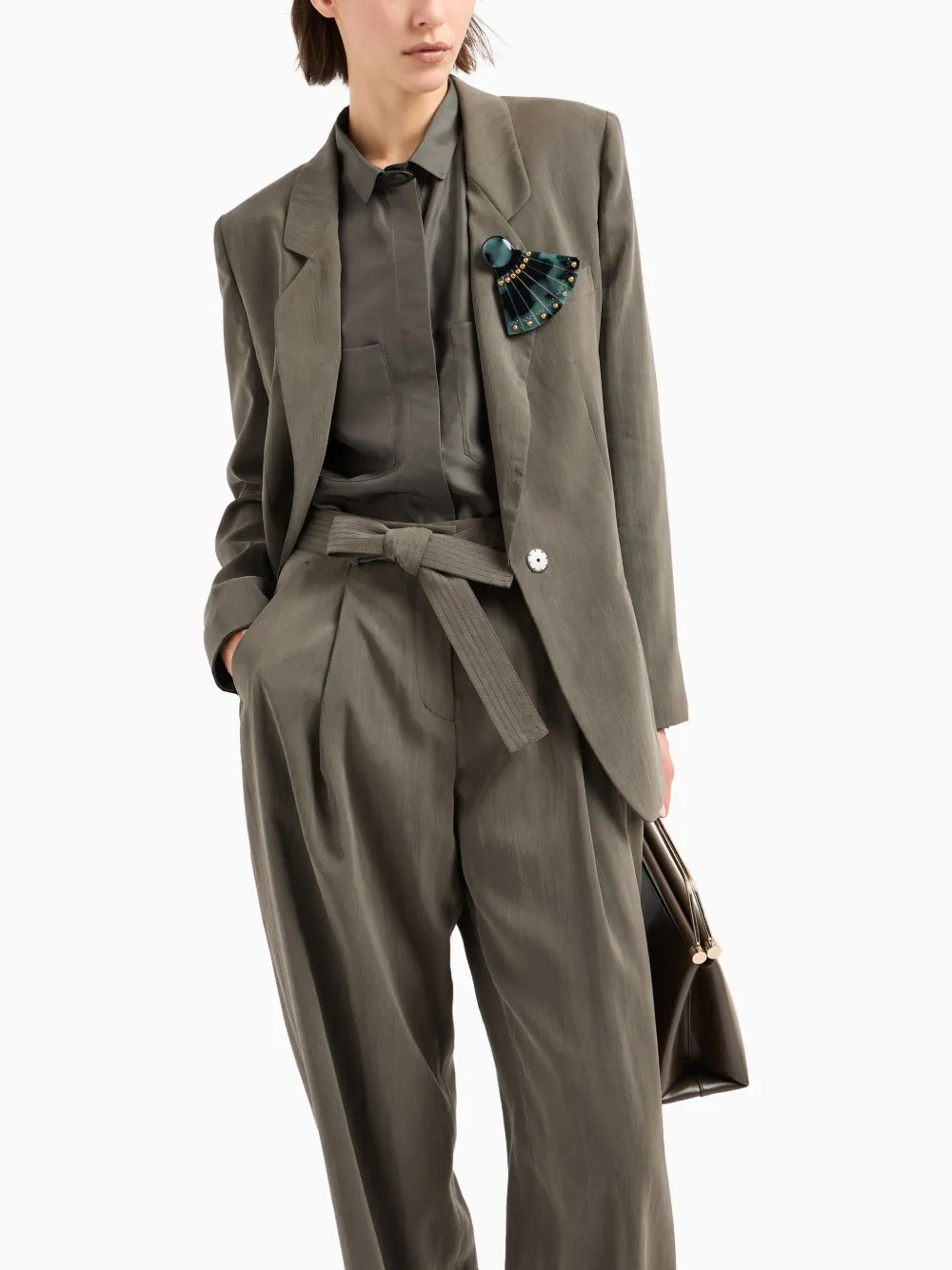 Giorgio Armani Pleat Detailing Trousers In Green