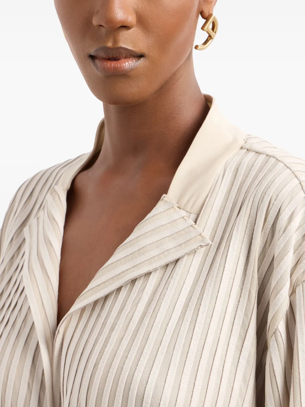 Giorgio Armani Silk Jersey And Suede Jacket In Neutral