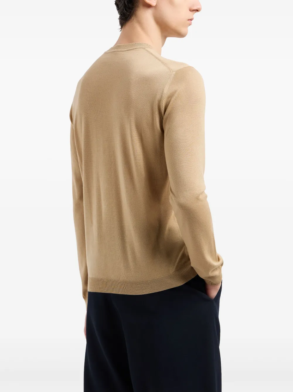 Giorgio Armani Crew-neck Long-sleeve Sweater In Neutral