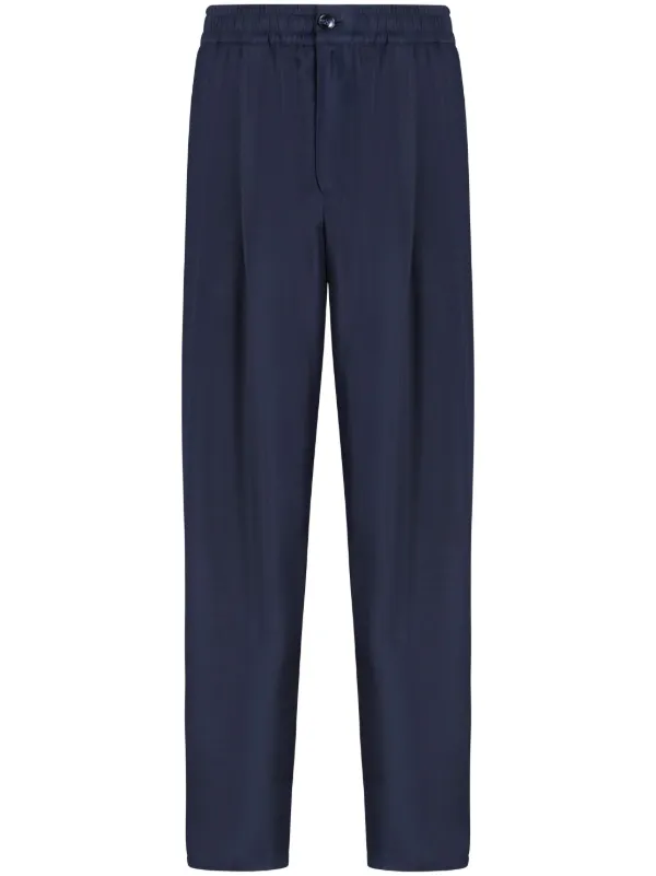 GIORGIO ARMANI パンツ　シースルー　紺色　46 ノータックパンツ キュプラ ジャカード | Giorgio Armani
