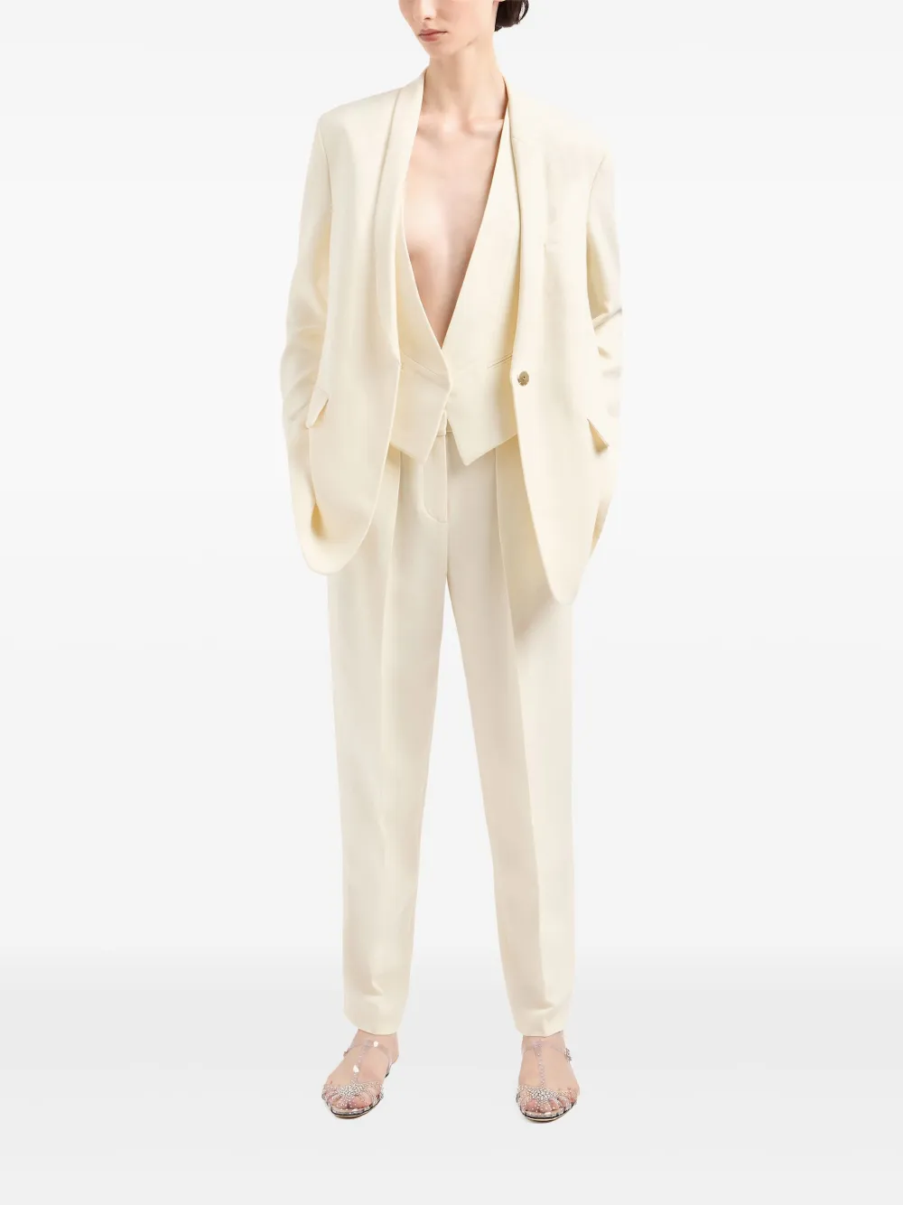 Giorgio Armani Blazer met sjaalrevers Wit