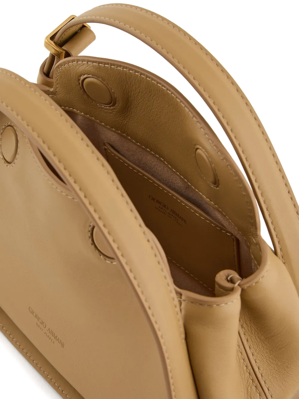 Giorgio Armani Leather Tote Bag In Neutral