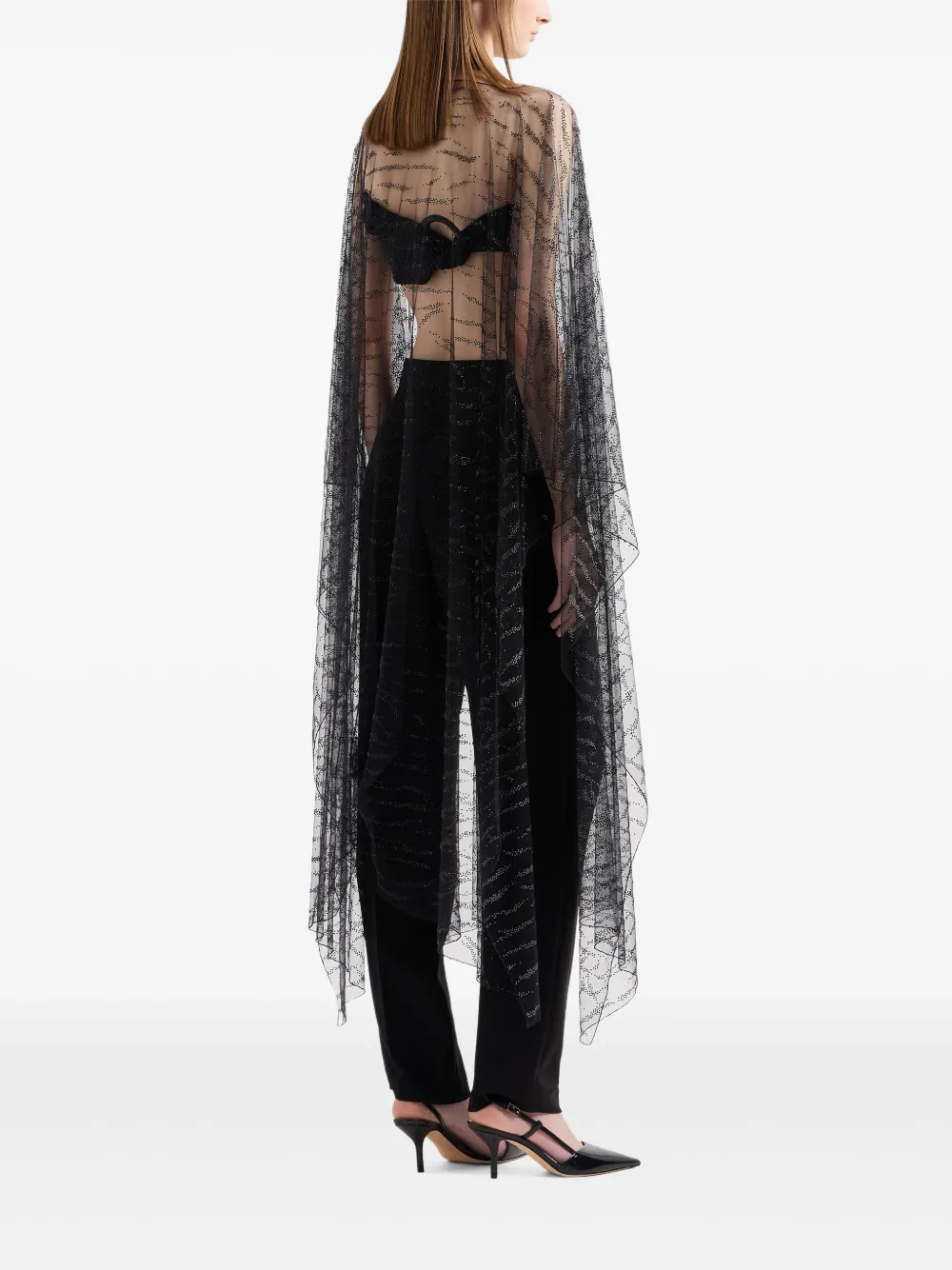 Giorgio Armani Semi-doorzichtige cape Zwart