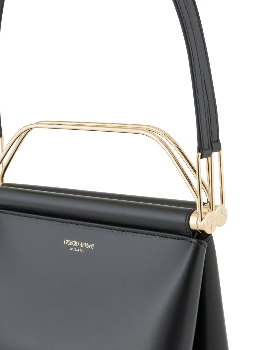Giorgio Armani Leren shopper Zwart