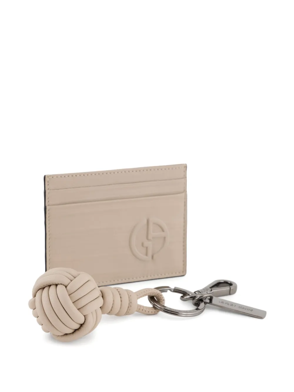 Giorgio Armani Leather Keychain And Wallet In Green