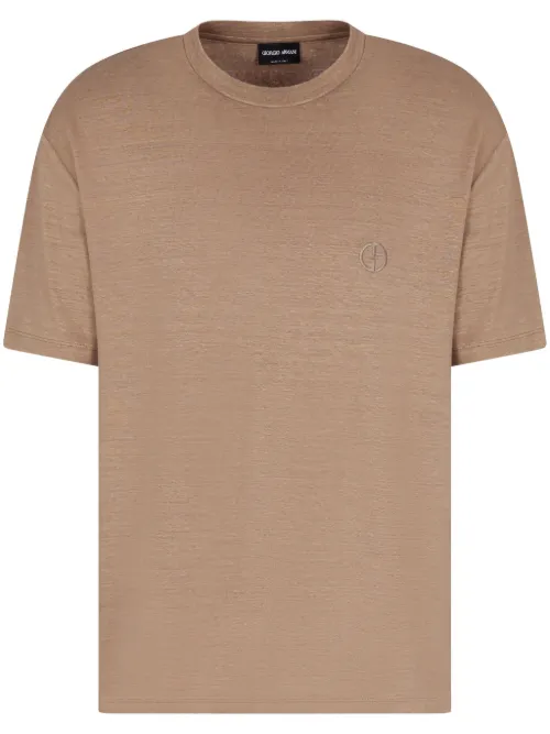 T-shirt à logo brodé - Giorgio Armani - Modalova