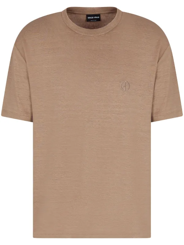Giorgio Armani ブラウン Tシャツ Giorgio Armani ロゴ Tシャツ | ニュートラル | FARFETCH JP