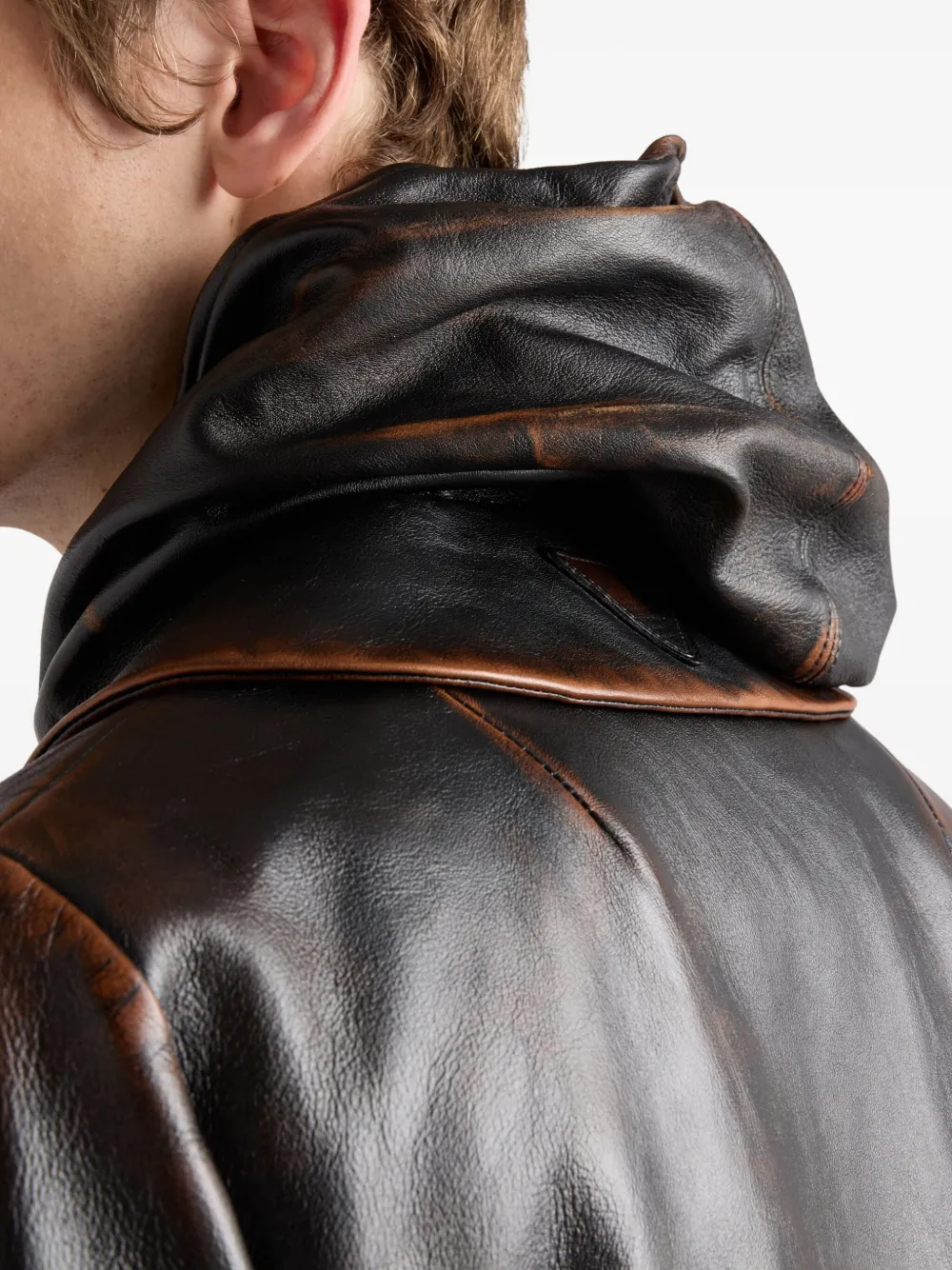 Prada レザーコート | ブラック | FARFETCH JP