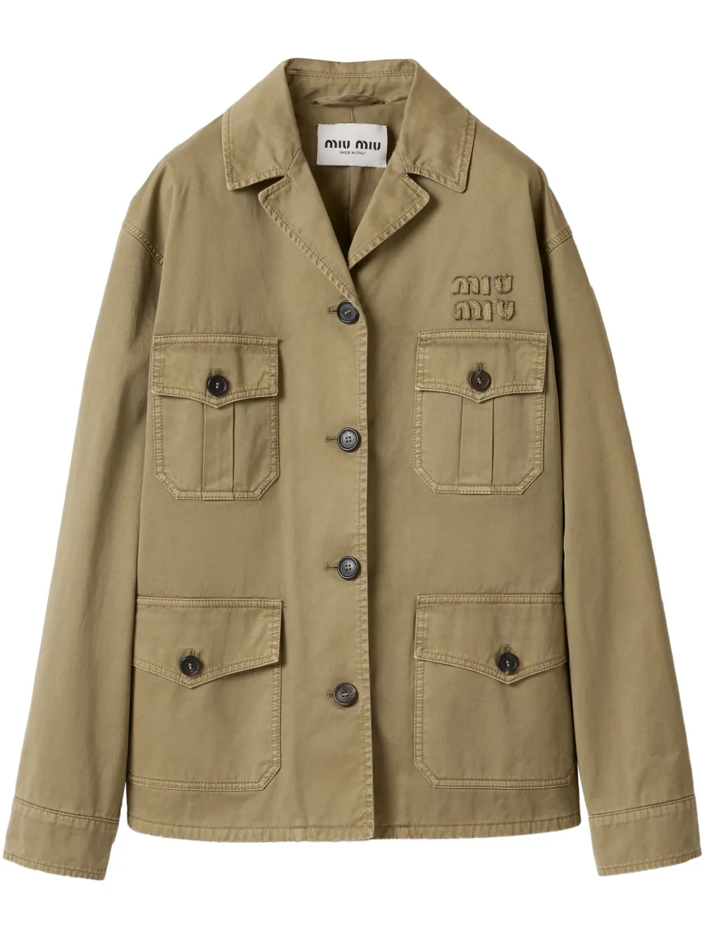 Miu Miu garment-dyed cotton jacket | Green | Image 1