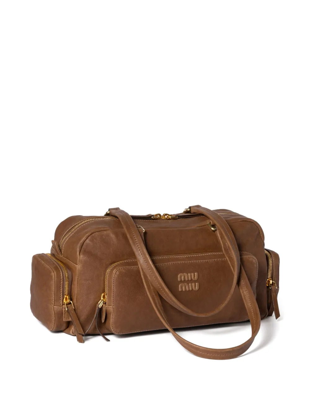 Miu Leren shopper Bruin