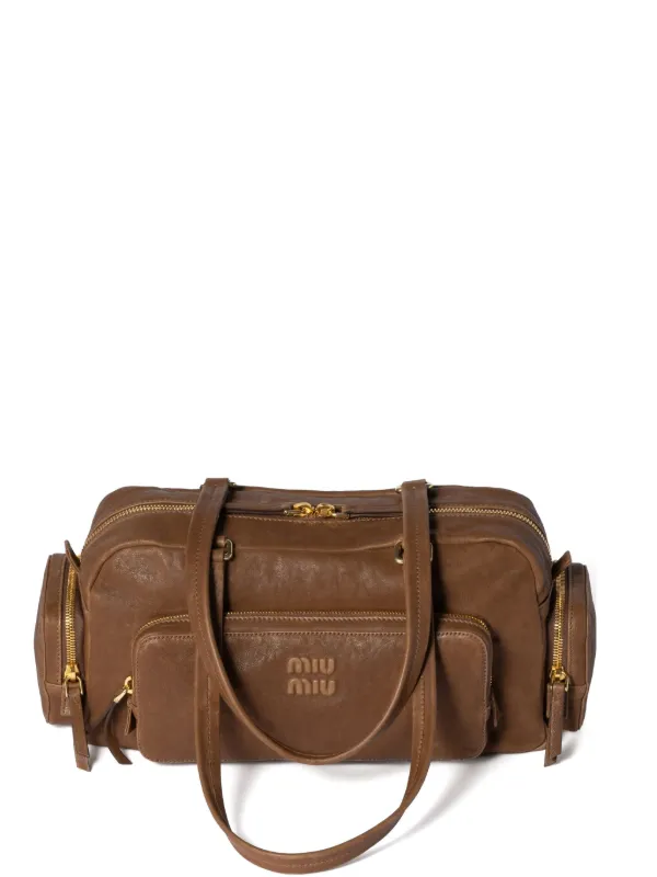 MIU MIU Studded Leather Tote Bag Brown Vintage Archive | eBay