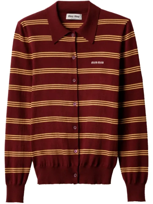 Miu Miu cardigan à rayures - Rouge - Miu Miu - Modalova