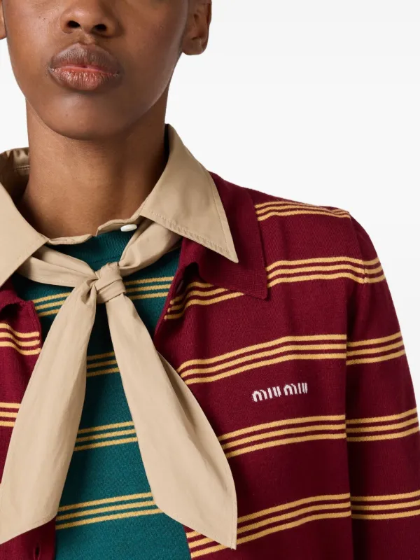 【✴︎mami✴︎①】ご注文品 Miu Miu Striped Cardigan | Red | FARFETCH