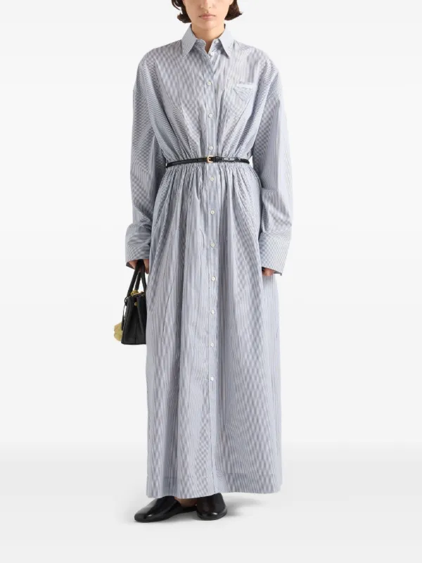 Prada Striped Poplin Dress | Blue | FARFETCH