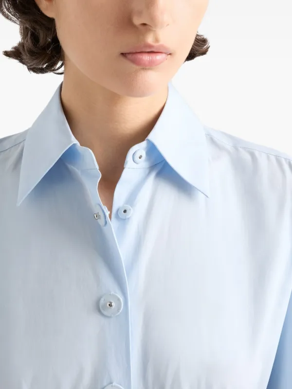 Prada Pleated Poplin Dress | Blue | FARFETCH