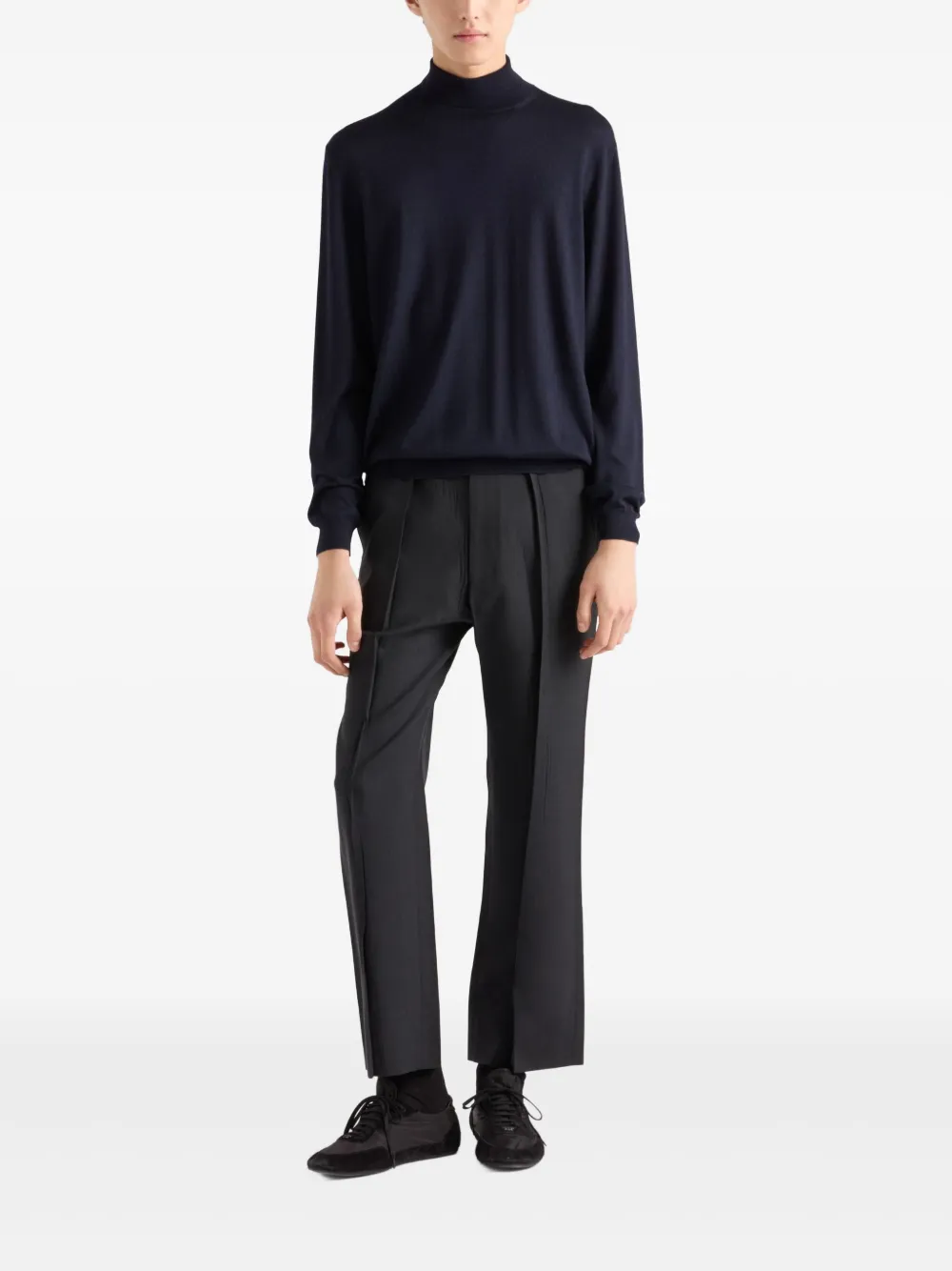 Prada fine-knit roll-neck jumper - Blauw