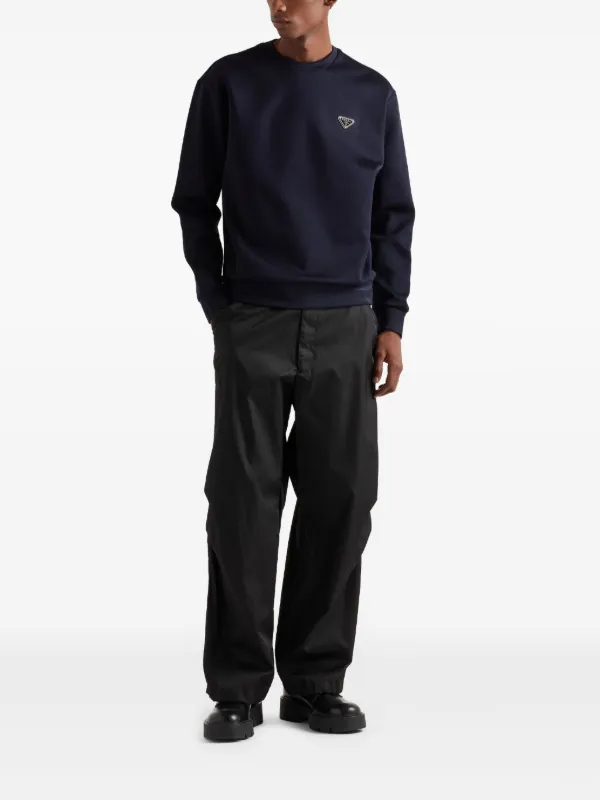 Prada triangle-logo Sweatshirt | Blue | FARFETCH NO