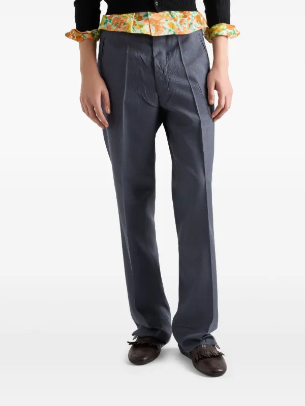 パンツ Prada gray wide trousers Prada wide-leg Trousers | Grey | FARFETCH RO