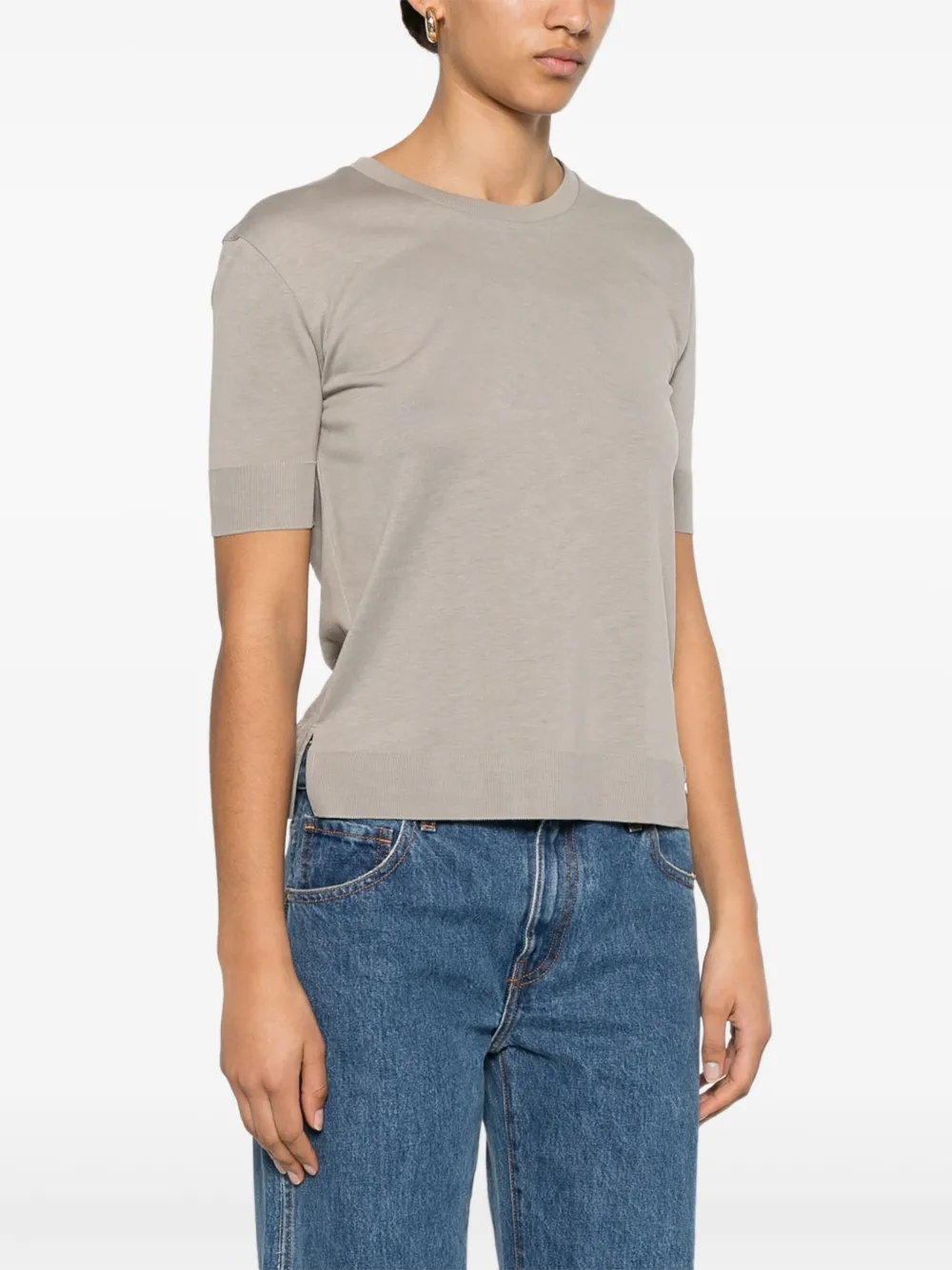 Herno Fijngebreid T-shirt Beige