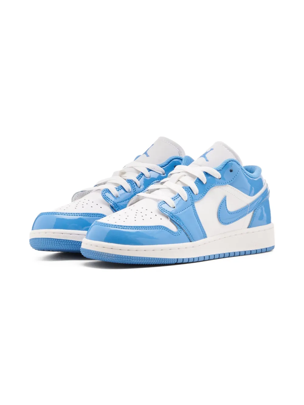Jordan Kids Jordan 1 Low SE White/Legend Blue Patent sneakers - Wit
