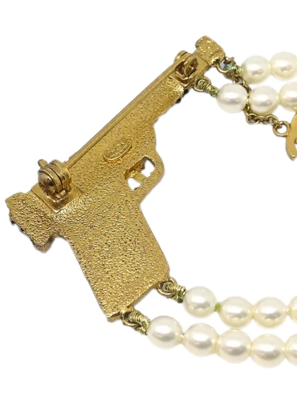 CHANEL Pre-Owned 2001 ガンモチーフ ブローチ | ゴールドトーン