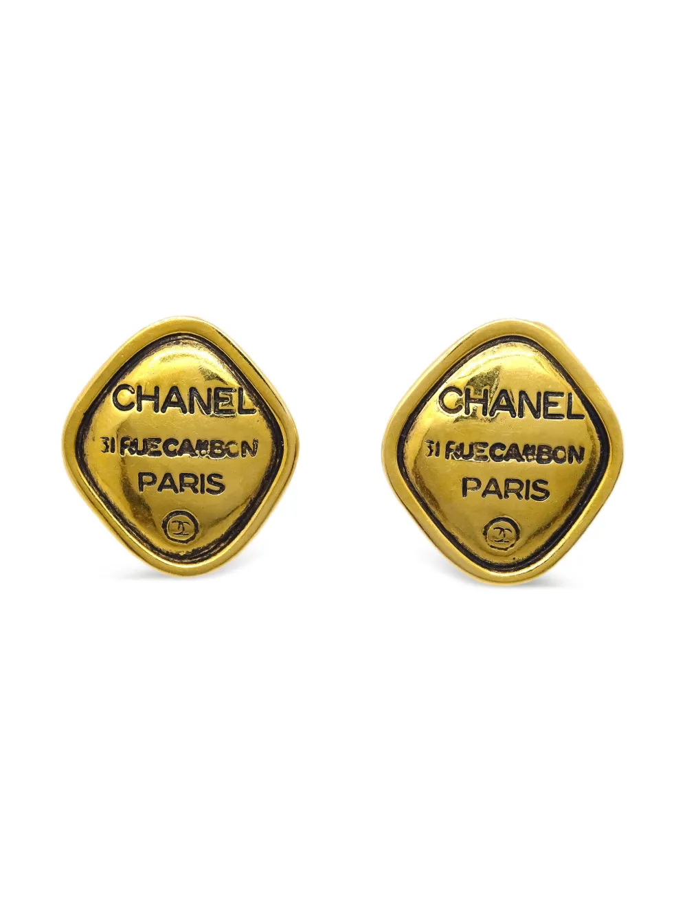 CHANEL Pre-Owned 1990-2000s ランバス イヤリング - ゴールドトーン CHANEL Pre-Owned 1990-2000s ランバス イヤリング - ゴールドトーン