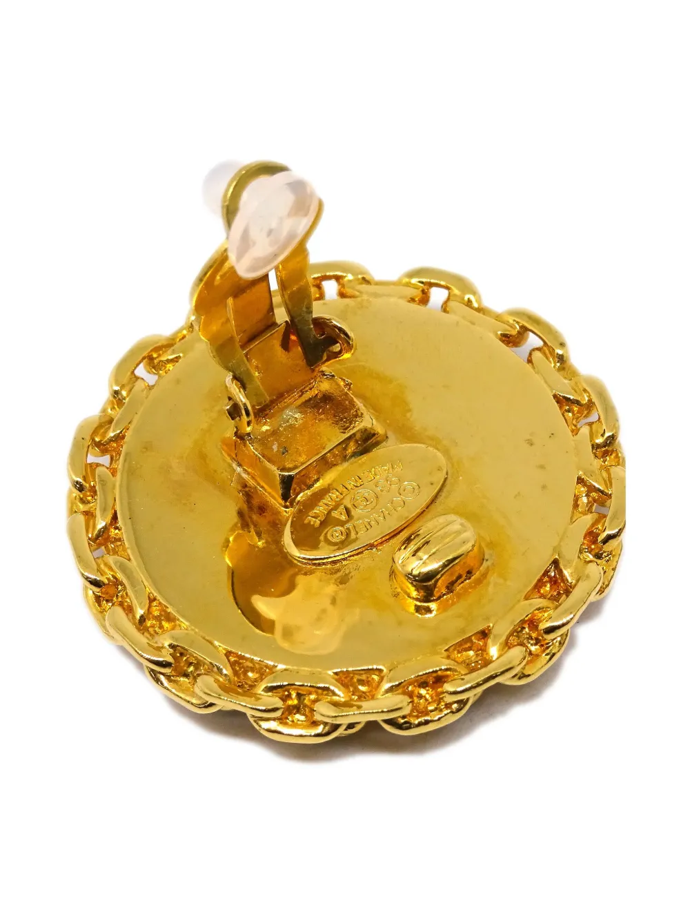 Pre-owned Chanel 1993 Button Clip-on Earrings In Gold