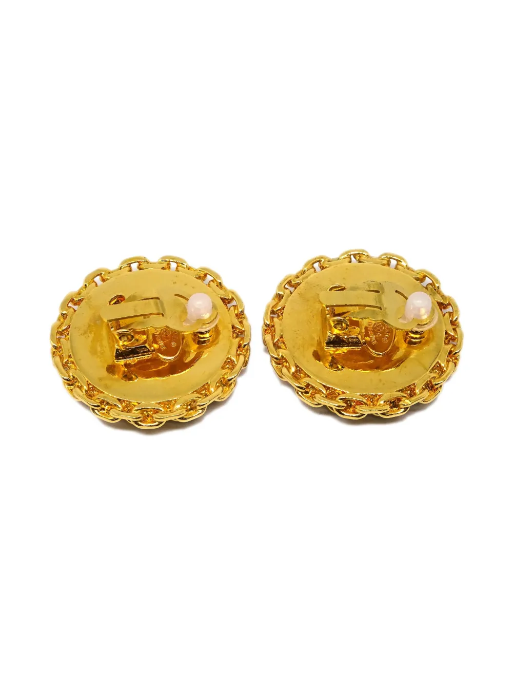 Pre-owned Chanel 1993 Button Clip-on Earrings In Gold