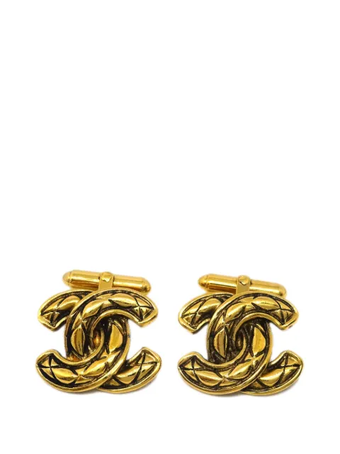 CHANEL Pre-Owned 1990-2000s diamond-quilted CC cufflinks
