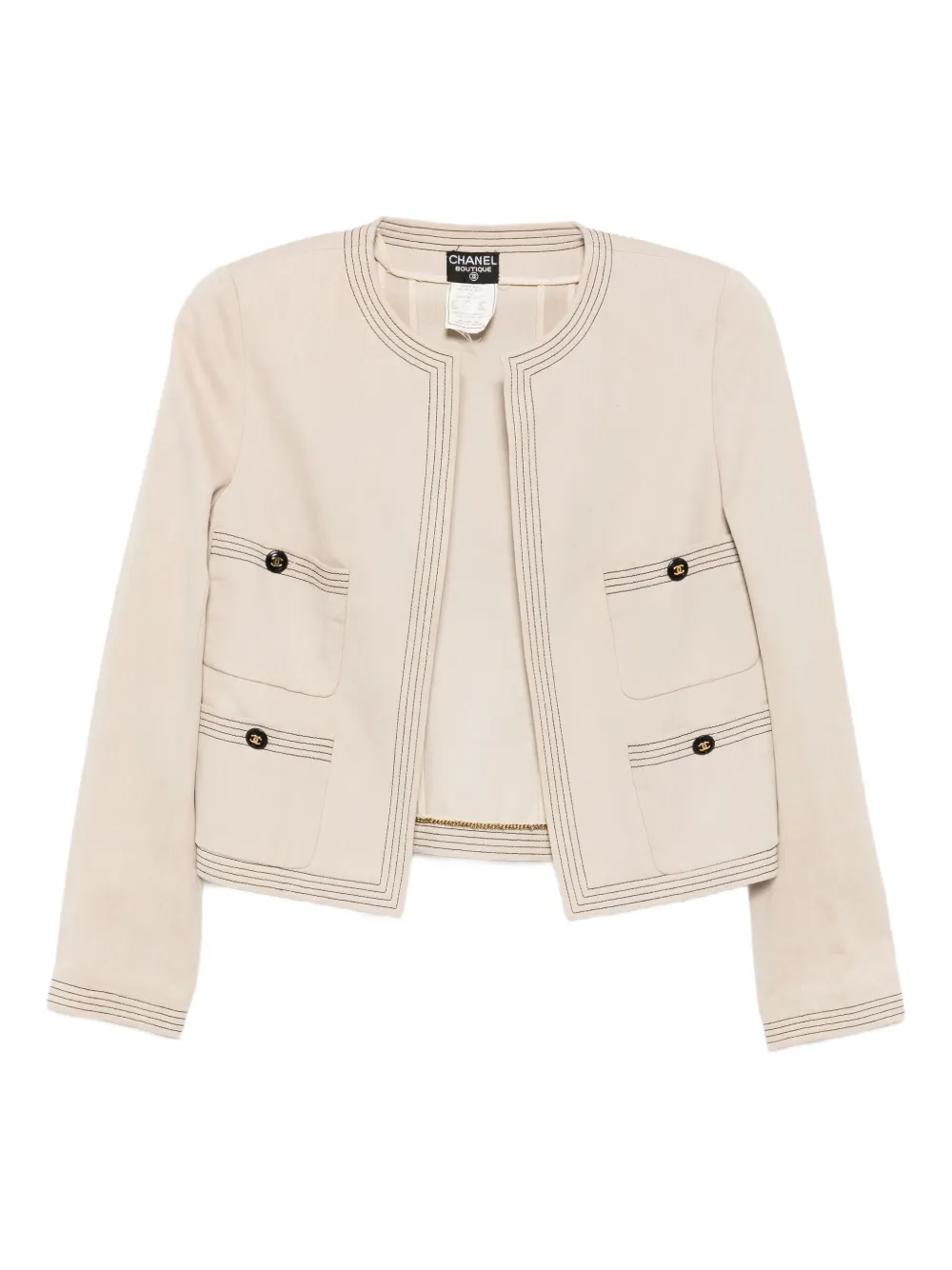 CHANEL Pre-Owned 1990-2000s cotton jacket | Neutrals | Image 1
