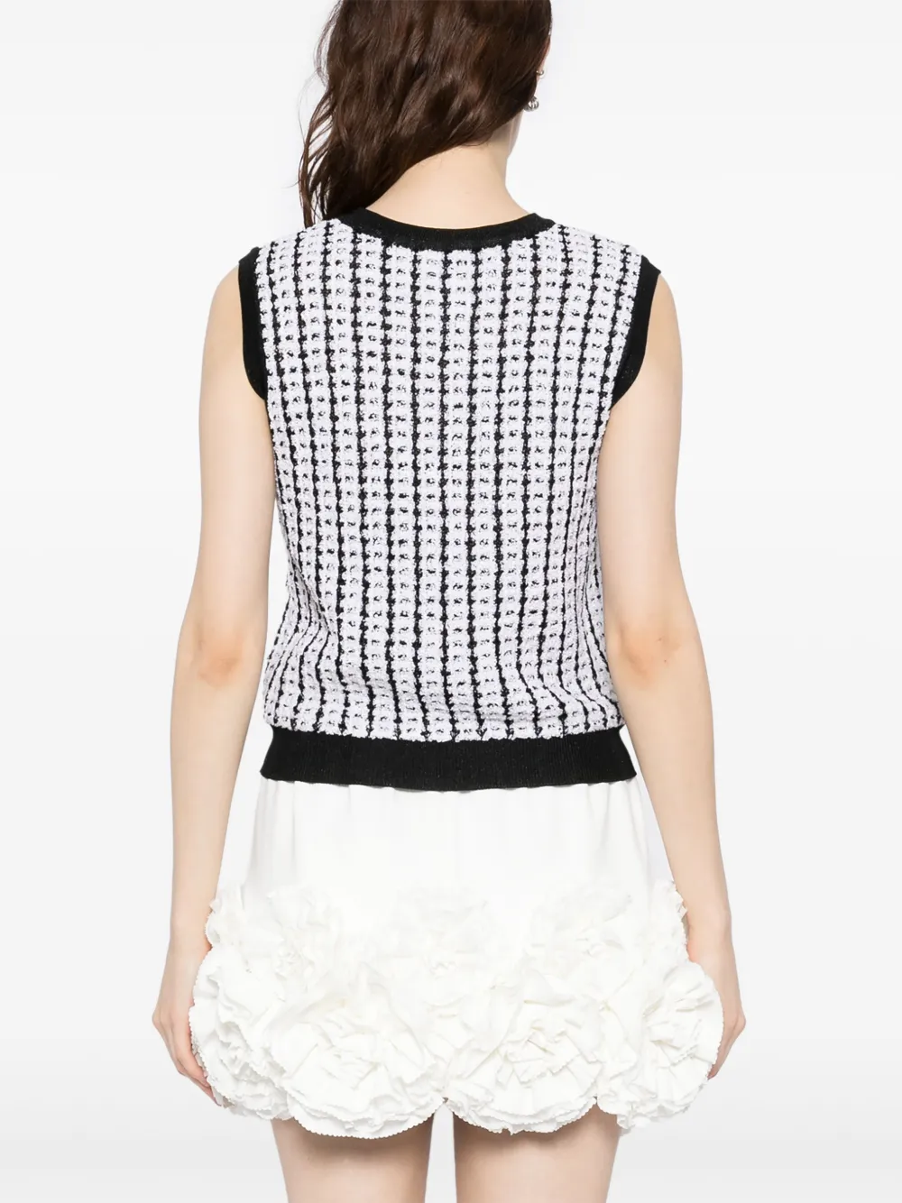 Pre-owned Chanel 1997 Sleeveless Vest Sweater Top In Black