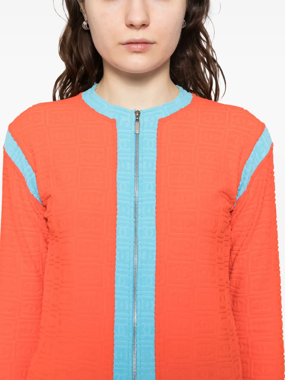 Pre-owned Chanel 2002 Zip Up Jacket In Orange