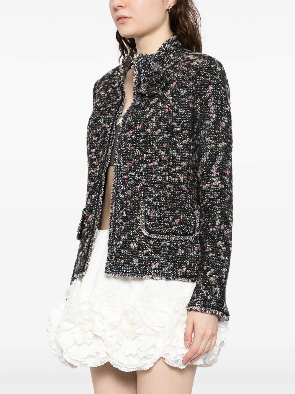 Pre-owned Chanel 2004 Collarless Jacket In Black