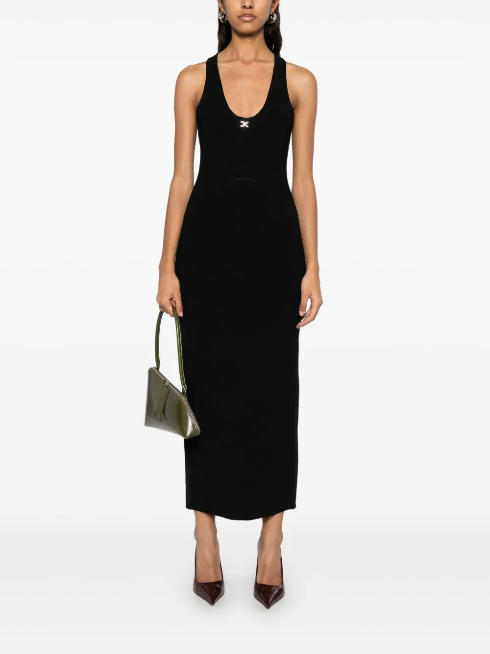 David Koma Gebreid maxi-jurk met logo - Zwart