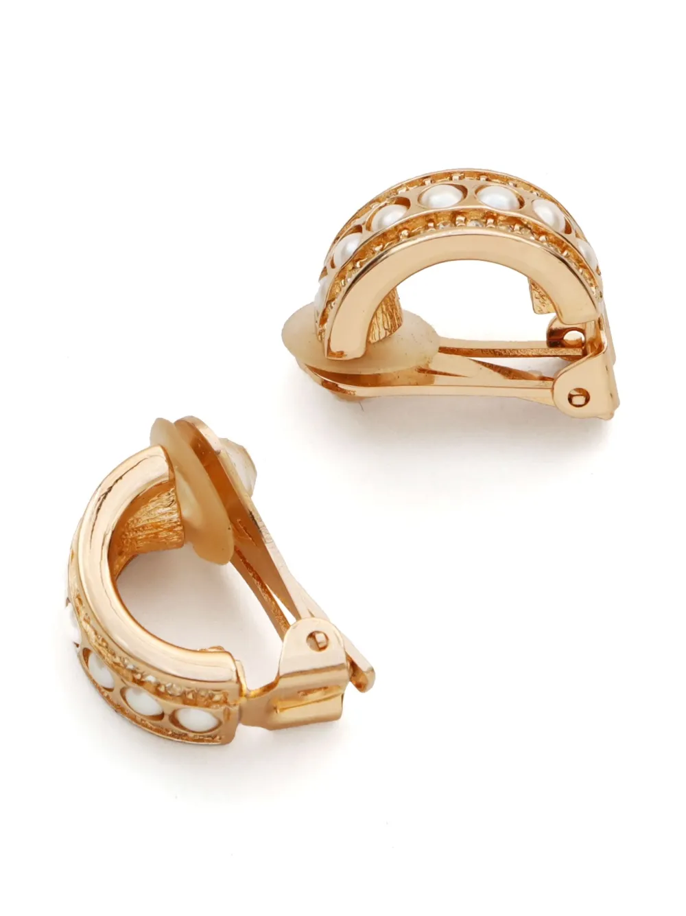 Pre-owned Dior 2000s Half-hoop Clip-on Earrings In Gold