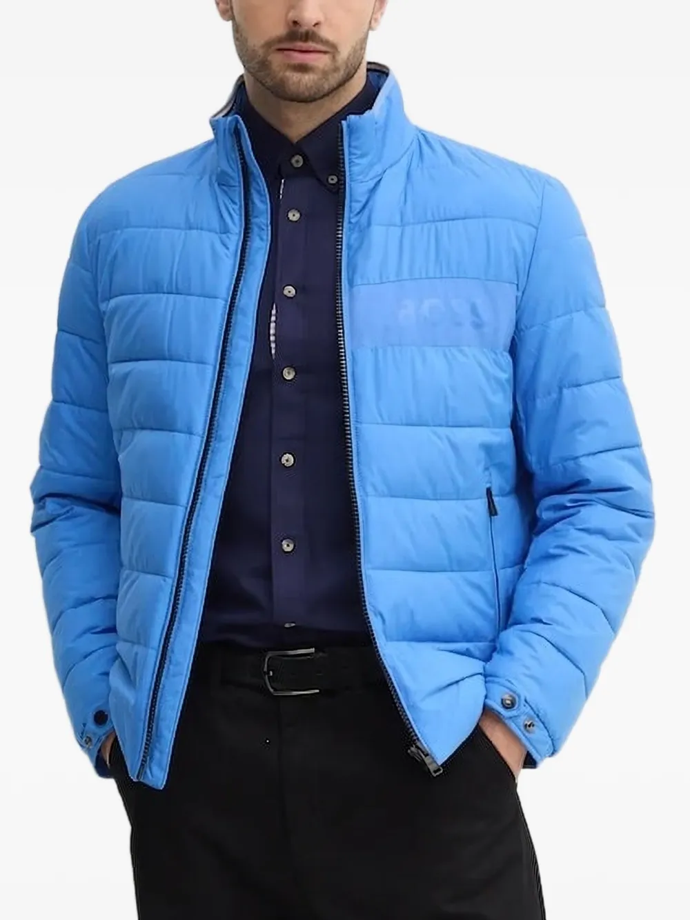 BOSS quilted logo jacket | Blue | Image 1