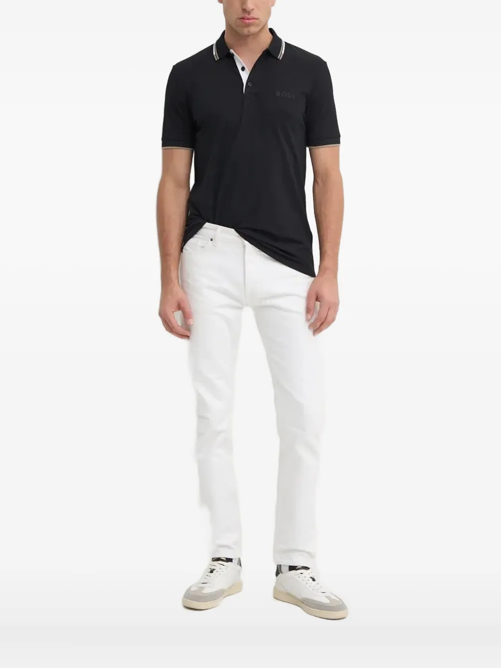 BOSS tipped collar polo shirt | Black | Image 1