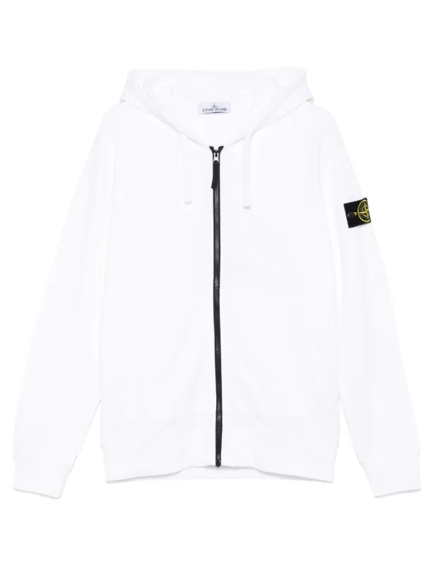 Stone Island Felpa Con Cappuccio e Applicazione Compass Bianco