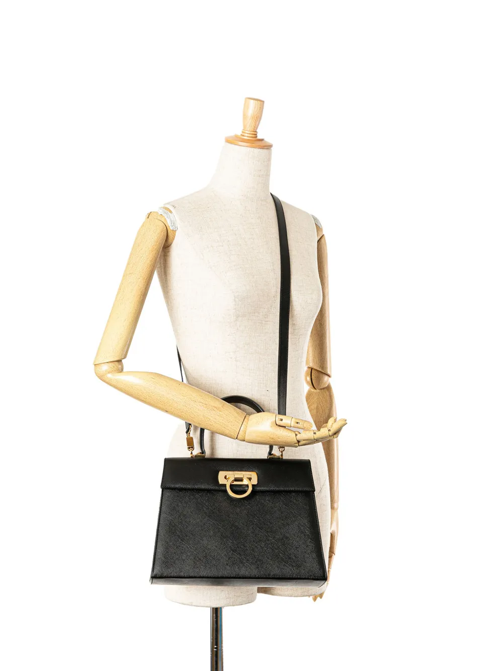 Ferragamo Pre-Owned 2011 Gancini Iconic leren boekentas met handgreep - Zwart