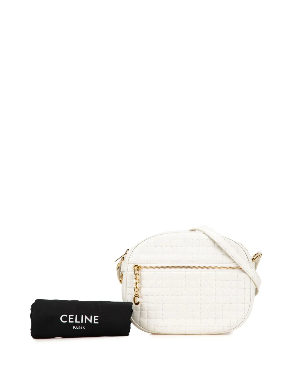 Céline Pre-Owned 2018 gewatteerde kalfsleren crossbodytas met C-bedel - Wit