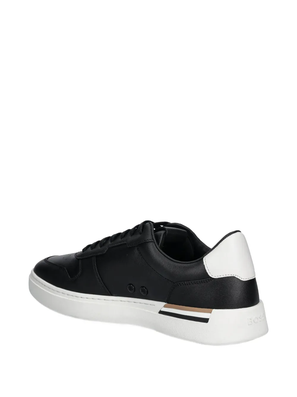 Hugo Boss Leather Trainers With Signature-stripe Details In Black