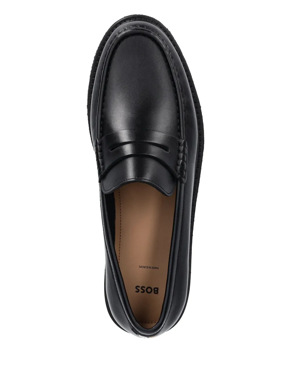 BOSS leather loafers Black