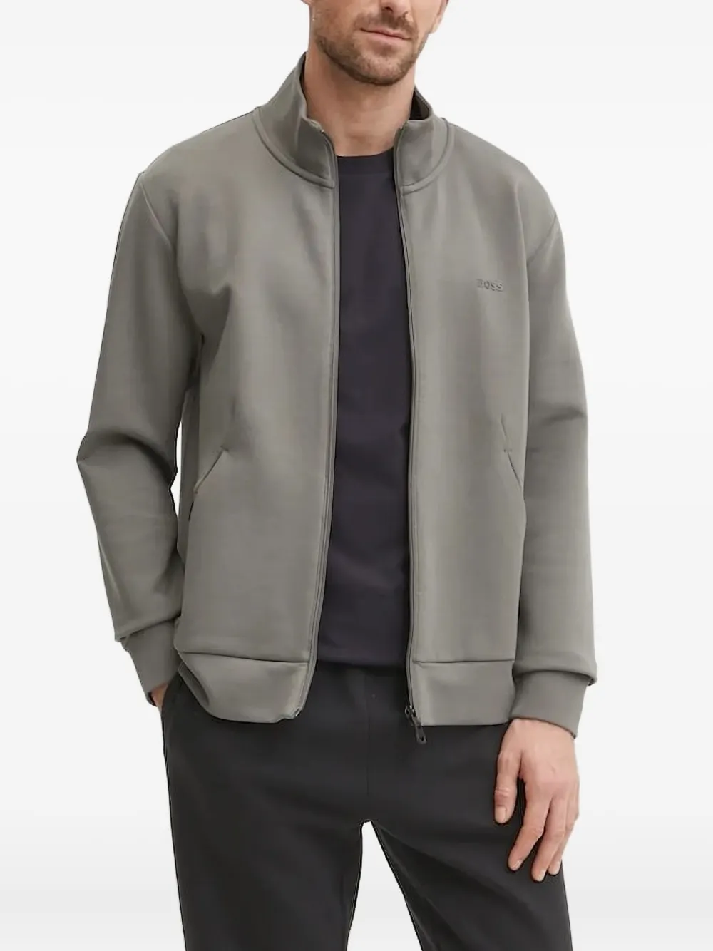 BOSS high-neck zip-up sweatshirt | Grey | Image 1