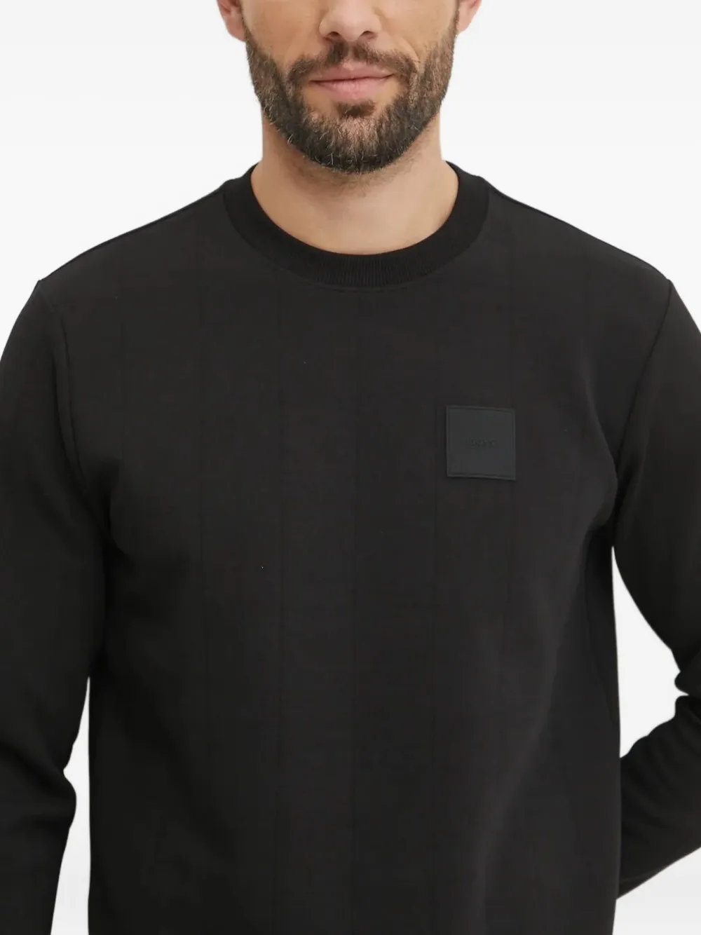 Hugo Boss Round Collar Long Sleeve Sweater In Black