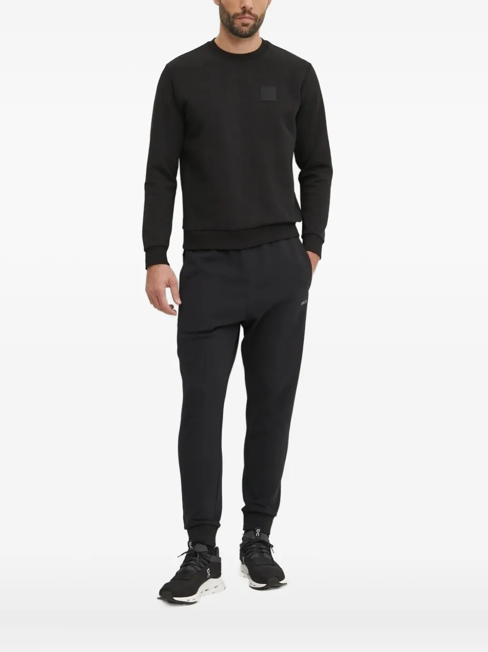 Hugo Boss Round Collar Long Sleeve Sweater In Black