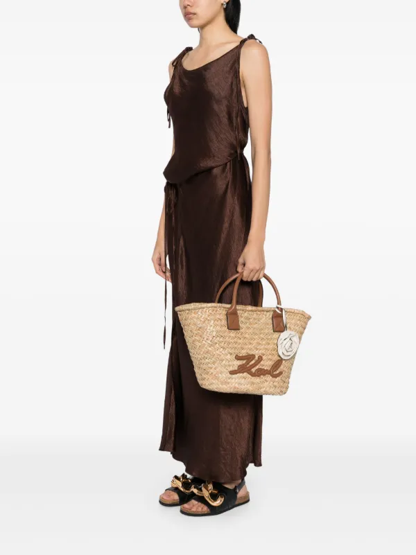 Karl Lagerfeld K/signature Medium Raffia Beach Bag | Brown
