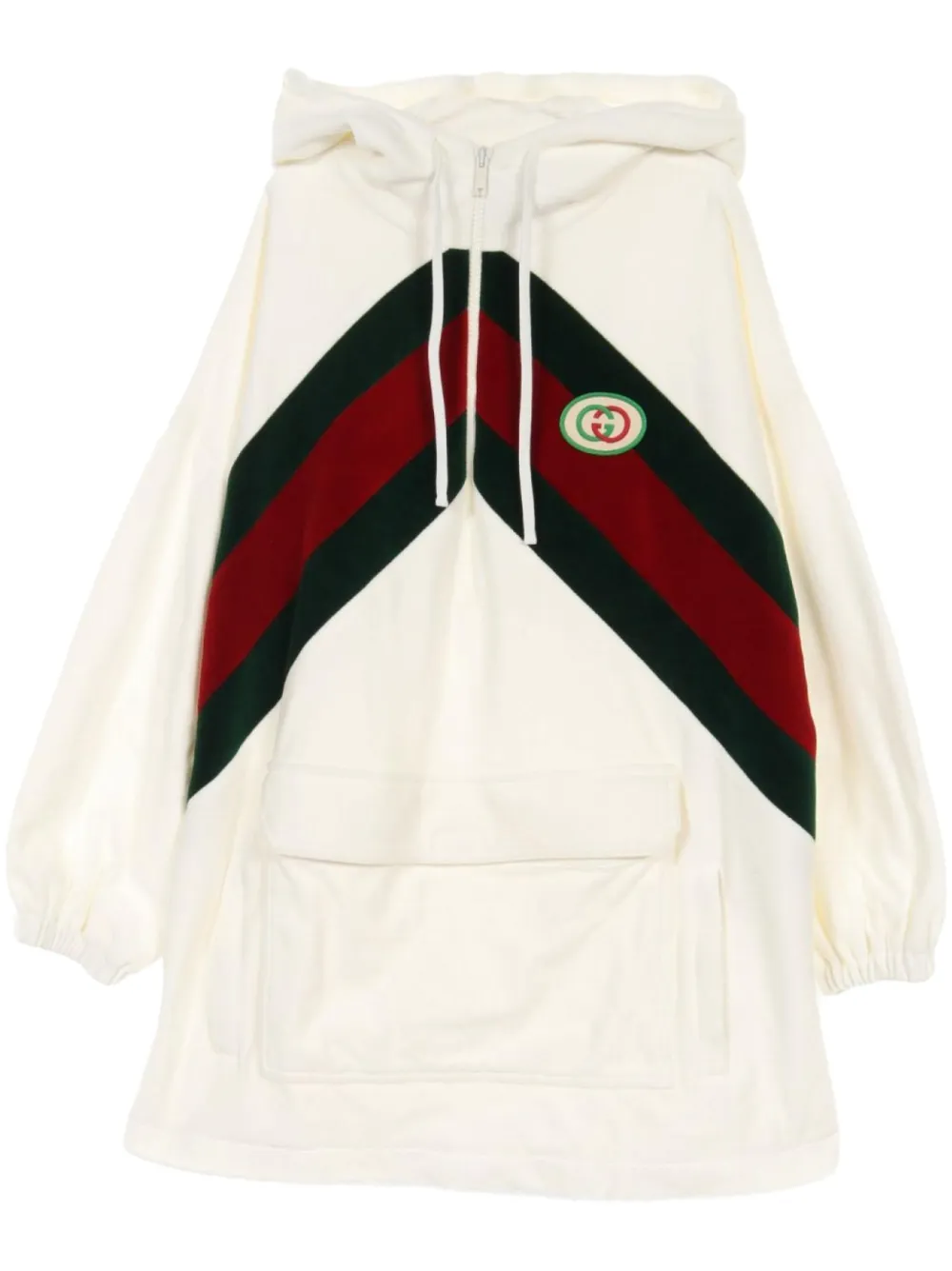 Pre-owned Gucci 2000s Web Stripe Chenille Dress In White