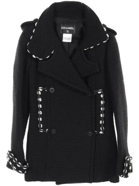 CHANEL Pre-Owned 1986-1988 tweed peacoat
