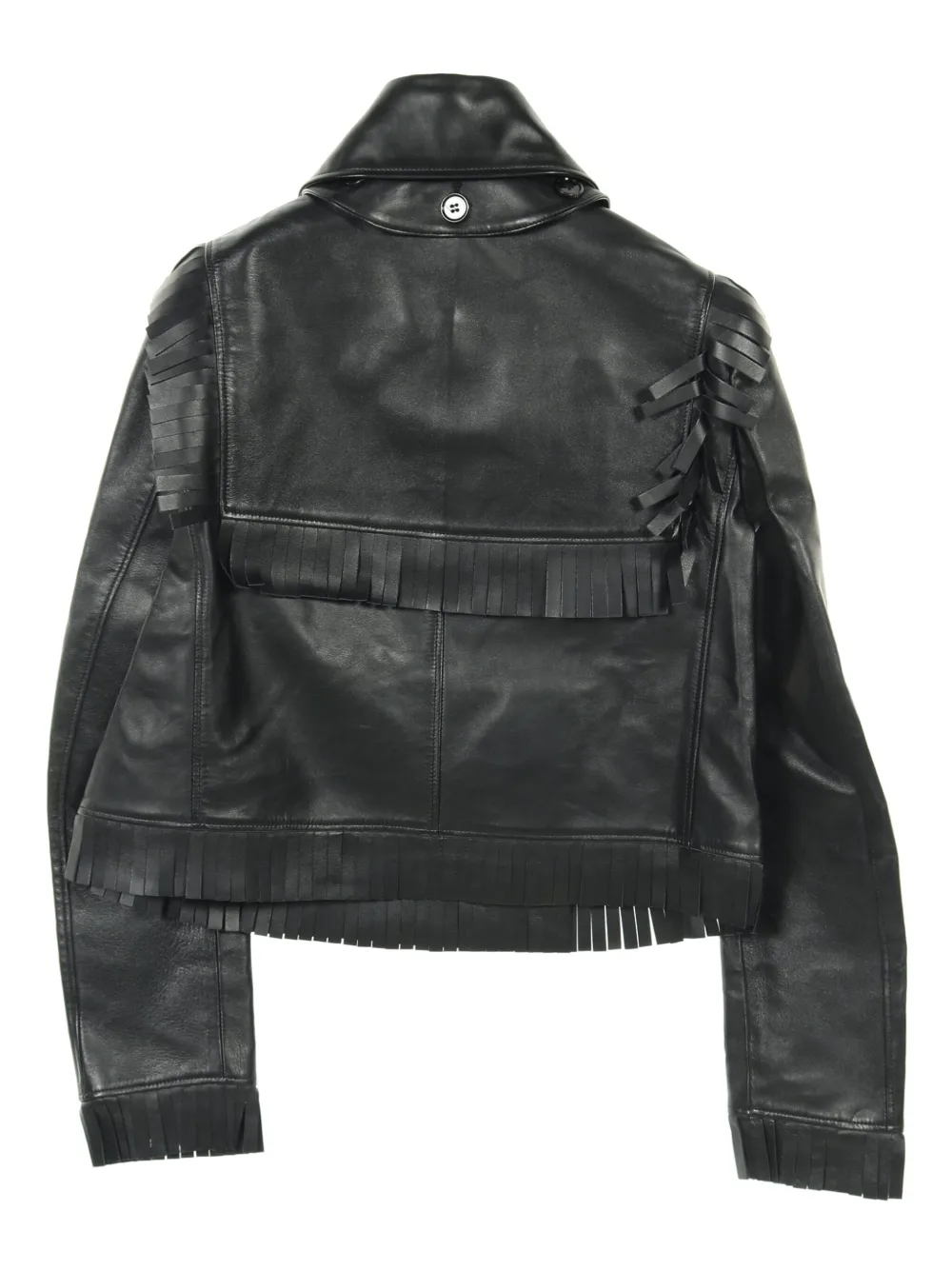 Burberry Pre-Owned 2020s leren jack met franje - Zwart